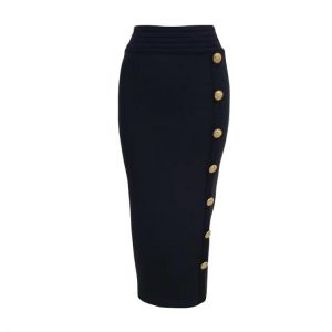 New Arrival Women Button Black Blue Red Bodycon Bandage Skirt 2021 Designer High Waist High Street Party Club Pencil Skirt 75cm