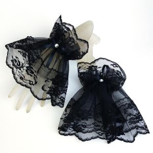 Female Transparent cuffs Fake Sleeve detachable cuffs Lace Ruffles Elbow Sleeve Cuff Fake Sleeve Arm Cover Gloves Hollow Lace