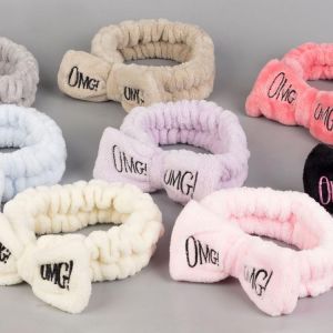 New Letter "OMG" Coral Fleece Soft Bow Headbands for women Girls Cute Hair Holder Hairbands Hair Bands Headwear Hair Acc