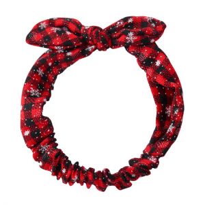 Snowflake pattern headband plaid hairband Bunny ears knotted Christmas day gift accessories decoration scrunchie hair hoop
