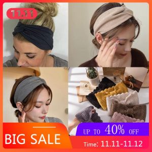 Fashion Women Headband Leopard Solid Cross Knot Hair Band Lady Ear Warmer Elastic Hairband Sports Yoga Turban Hair Accessories