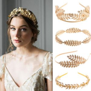 1PC Gold Metal Leaf Hair Bands Fashion CombHair Crown Hair Bands Leaves Wreath Vintage Pearl Wedding Tiara Bridal Hair Accessory