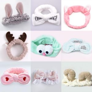 Women stretch Hair band wash makeup mask headband children's bow ear tiara Cat Rabbit Ears Headdress Cartoon Hair Accessories