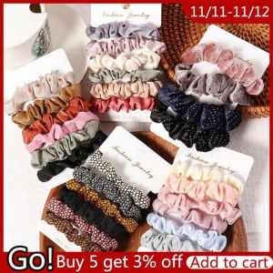 1 Set Scrunchies Hair Ring Candy Color Hair Ties Rope Autumn Winter Women Ponytail Hair Accessories 4-6Pcs Girls Hairbands Gifts