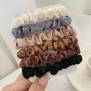 6 Colours Set hair scrunchies Elastic Ties Hair Silk Satin Scrunchie Ponytail Ropes Accessories chouchou cheveux femme #J05
