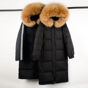 Large Real Raccoon Fur Collar Down Jacket Women's X-Long Over The Knee Duck Feather Coat Outdoor Windproof Waterproof Functio