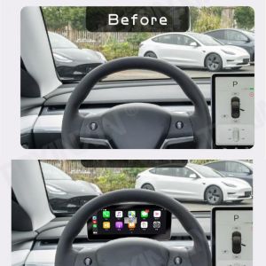 For Tesla Model 3 Y Accessories Dashboard HUD Gauge Cluster Performance Digital Odometer Monitor Multimedia LCD Instrument Panel