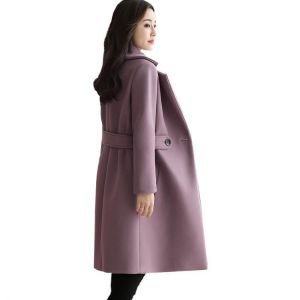 Women 2021 Autumn Winter Woolen Coat New Elegant Female Thick Warm Woolen Long Overcoat Loose Casual Shopping Woolen Coats F067