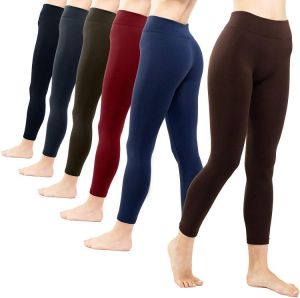 6 Pack Seamless Fleece Lined Leggings for Women - Winter, Workout & Everyday Use - One Size