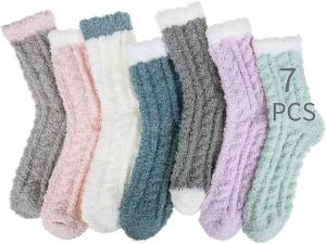 Chalier Fuzzy Socks for Women Warm Cozy Slipper Socks Casual Microfiber Fluffy Socks Christmas Gifts Home Sleeping Socks