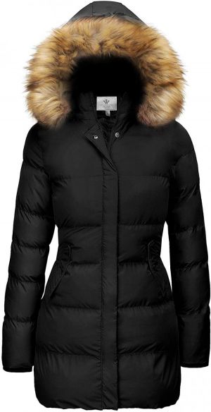 WenVen Women's Winter Thicken Puffer Coat Warm Jacket with Fur Removable Hood