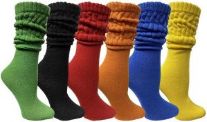 6 Pack Yacht & Smith Scrunch Socks for women Cotton Slouch Sock, Woman Knee High Boot Sock