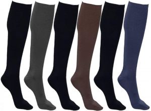 Women’s Trouser Socks, Opaque Stretchy Nylon Knee High, Many Colors, 6 or 12 Pairs