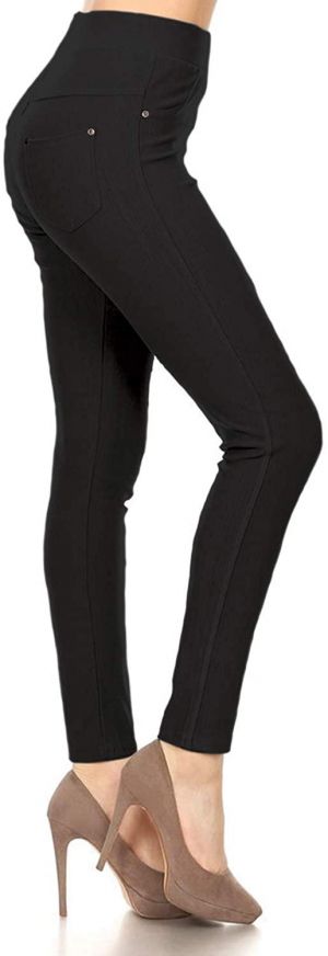 Leggings Depot Premium Quality Women's Cotton Blend Stretch Pull-on Jeggings with Pockets
