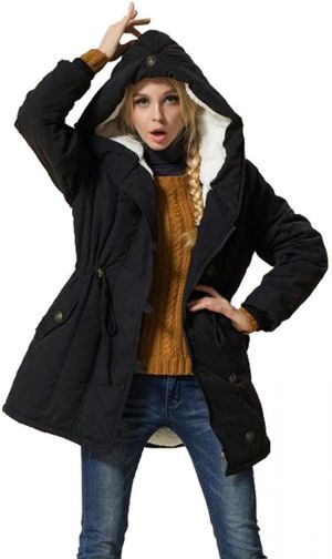 Eleter Women's Winter Warm Coat Hoodie Parkas Overcoat Fleece Outwear Jacket with Drawstring