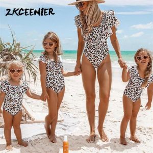 2021 Girl Swimsuit Kids Family Matching Swimsuit Bikini Mother Daughter Bathing Suit Parent-child Floral One Piece Swimwear