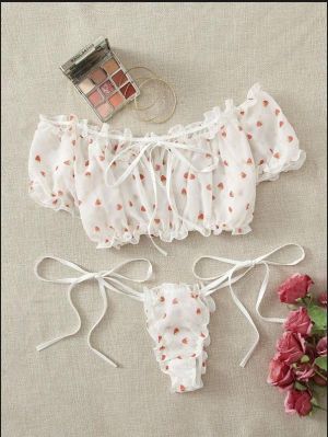 Sexy Pajamas Women Sheer Stars Ultra-thin Ruffles Off Shoulder Sleeve Tops Shorts Leg Ring Underwear Set Temptation