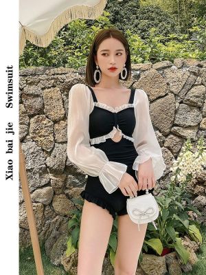 Swimsuit Women's Summer One-Piece Long Sleeves Anti-DDoS Sexy Gather Thin South Korea Fairy Style Student Swimwear