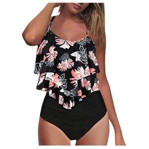 2021 Push Up Swimwear Women High Waist Bikini Sets Plus Size Ruffle Tankini Swimsuit Two Piece Bikini Set Top+shorts Split Bikin