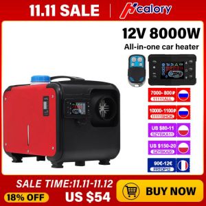 Hcalory All In One 1-8kW Air diesels Heater Red 8KW 12V One Hole Car Heater For Trucks Motor-Homes Boats Bus+LCD key Switch