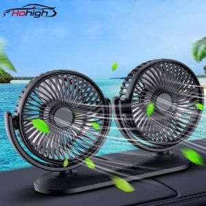 12/24V Portable Mini Car Fan 360 Degree All-Round Adjustable Auto Air Cooling Dual Head Usb Fans Quiet Small Desktop Fan