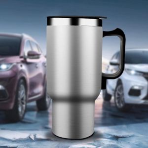 500ML 12V Car Water Cup Vehicle Heating Vacuum Flask Stainless Steel Water Cup Kettle Coffee Heated Mug Accessories