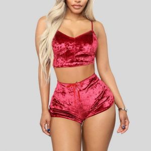 2021 Two Pieces Sleepwear Bra Sets Velvet Underwear Lingerie Sets Ladies Intimates Tops And Pants Sets Clothing