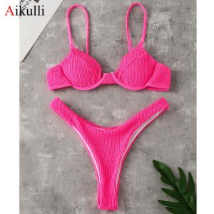 Sexy Underwired Bikinis 2021 Mujer Swimwear Women High Cut Swimsuit Summer Thong Swim Bathing Suits Female Brazilian Bikini Sets