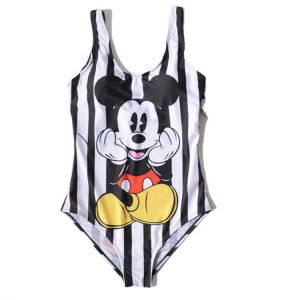 Disney Sexy Mickey Mouse One Piece Swimsuit Push Up Swimwear Women Ruffle Monokini Swimsuit Bodysuit Bathing Suit Swim Wear