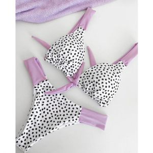 Patchwork Bikini Brazilian Biquinis Feminino 2021 Swimsuit Dot Print Bikini Set Bathing Suit Women Swimwear Bandage Bikinis Sexy