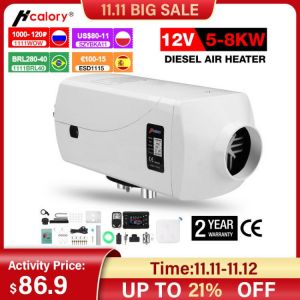 HCalory  Alluminum Shell Diesel Car Heater 12V 5KW Air Parking Heater LCD for Car Yacht Similar Websato Eberspacher Heating Fan