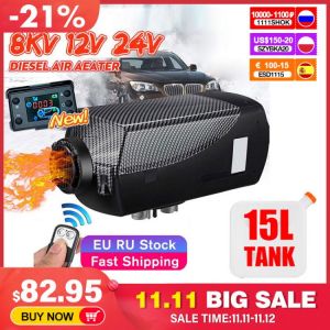 Car Heater 8KW 12V 24V Air Diesel Heater 2 Air Outlet LCD Monitor + 15L Tank Remote Control for RV Boats Trailer Truck Motorhome