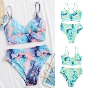 2021 Sexy Women High Waist Bikini Swimsuit Swimwear Female Bandeau Thong Brazilian Biquini Bikini Set Bathing Suit Bather