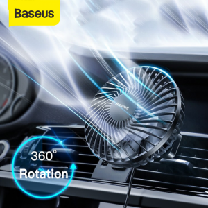 Baseus Car Air Cooler Fan Silent Car Air Conditioner 360 Degree Rotating Cooling Fan Auto Backseat Air Vent USB Cooling Fan