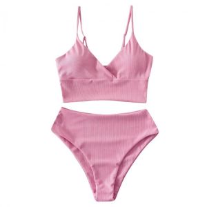 2021 New Sexy Pink One Piece Swimsuit Women Cut Out Swimwear Push Up Monokini Bathing Suits Beach Wear Swimming Suit#