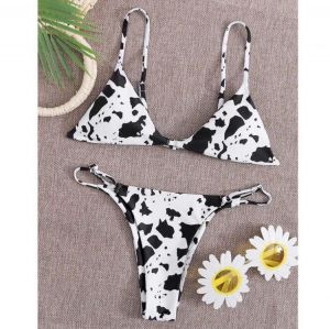 Sexy Bikini Mujer 2021 New Cow Print Swimsuit Women Two Pieces Push Up Biquini Brazilian Swimming Suit For Women Beach Swimwear