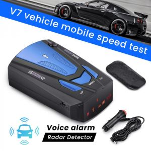 V7 Car Radar Detector English Russian Voice Speed Alert Warning Alarm System Vehicle Anti Radar Detector Black