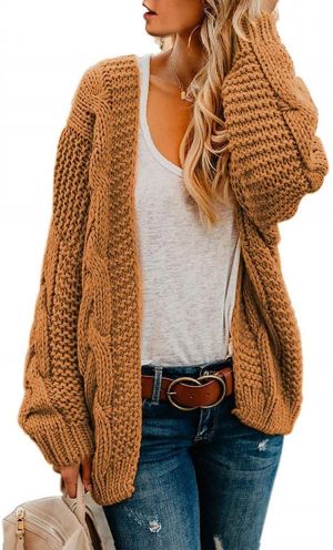 Astylish Womens Open Front Long Sleeve Chunky Knit Cardigan Sweaters Loose Outwear Coat