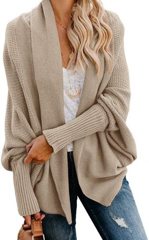 Imily Bela Women's Kimono Batwing Cable Knitted Slouchy Oversized Wrap Cardigan Sweater