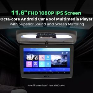 11.6" Car Overhead Flip Down Monitor Screen Dispaly 1080P HD Digital IPS Screen Screen Ultra-Thin Mounted Car Roof Player FM 