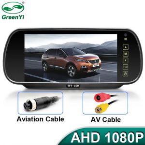 HD AHD 7 inch 12V-36V Vehicle Rear View Mirror Parking Monitor with 170° 1080P AHD Reverse Backup Camera High Definition Mirror