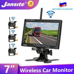 Jansite 7" Wireless Car monitor with 3 or 4 Rear cameras No Blind Zone Parking Rearview System for Reverse Camera support tru
