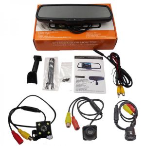 Car Reversing Rear Camera Mirror With Parking Monitor LED Car Front CCD Rear View Camera Dash Cam 4.3inch TFT LCD mirror monitor
