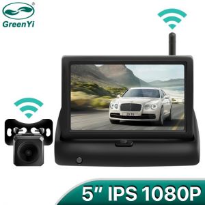 GreenYi Wireless 1080P 5 Inch Foldable IPS Car Monitor Reverse Rear View Camera Driving Kit with Stable Digital Signal