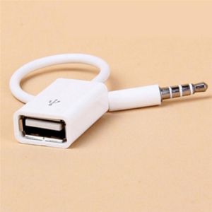 1pc 3.5mm Male AUX Audio Plug Jack To USB 2.0 Female Converter Cable Cord Car MP3