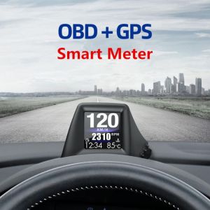 HUD Head-Up Display OBD+GPS Dual System Smart Gauge Driving Stopwatch Speedometer Odometer Digital Meter Alarm System