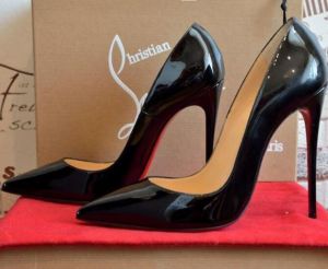 2022 So Kate Pumps High Heel Shoes Women Red Pointed Bottom Nude/black Patent Leather 8cm 10cm 12cm Thin Heel Women Pumps 44