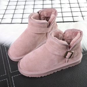 2021 Cheap Classic Genuine Cowhide leather snow boots Fashion ladies ankle bootsl Flat Women Boots Warm winter shoes for women