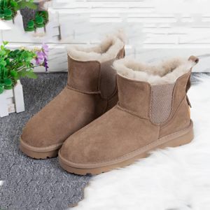 2021  New Fashion zipper Genuine Cowhide Leather Natural Wool Women Snow Boots Warm Ladies Winter Ankle Boots
