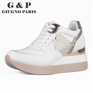 Wedges shoes high platform sports shoes Women's slip-on shoe lightweight Itlay brand design with leather insole